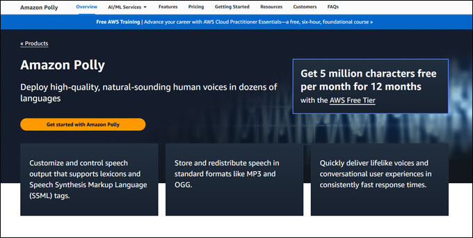Amazon Polly AI voice generator