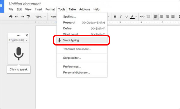 Speech to Text Apps - Google Voice Typing