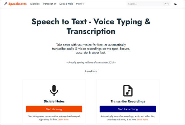 Speech to Text Apps - Speechnotes