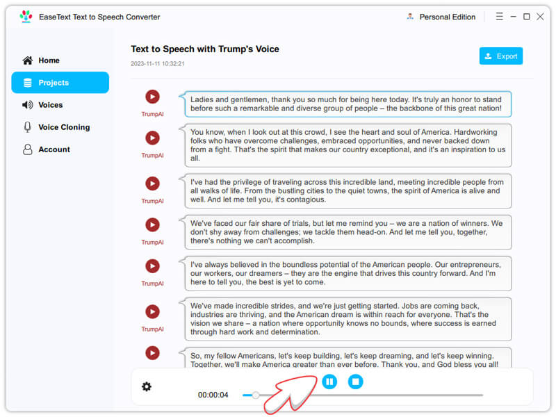 Play Donald Trump Text to Speech AI voices