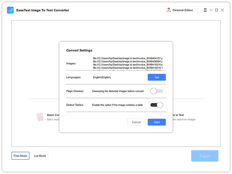 add multiple images to extract text