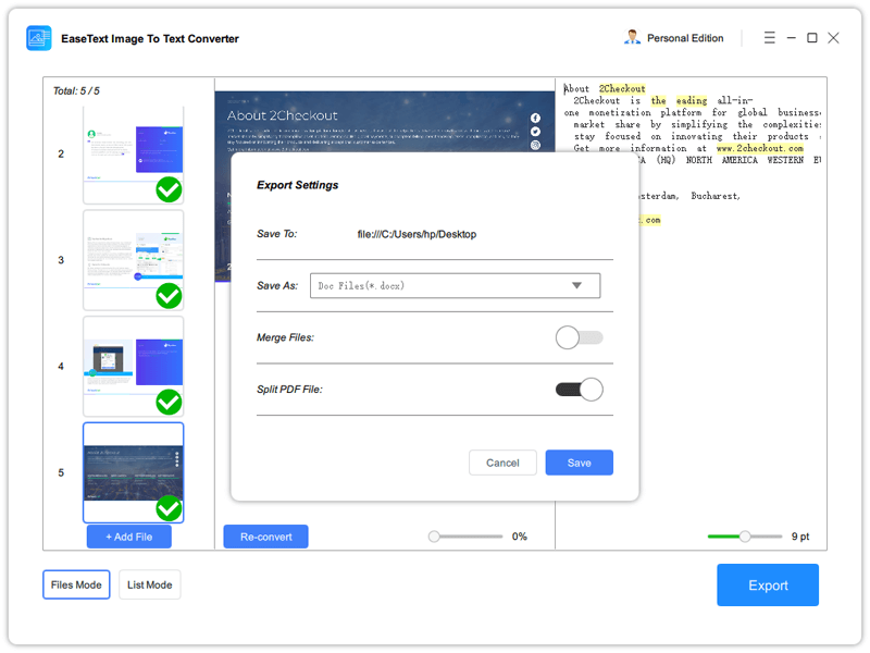save the file after converted PDF to Word