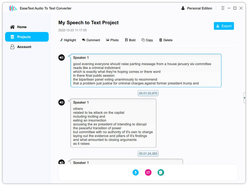 edit words after converting Speech To Text